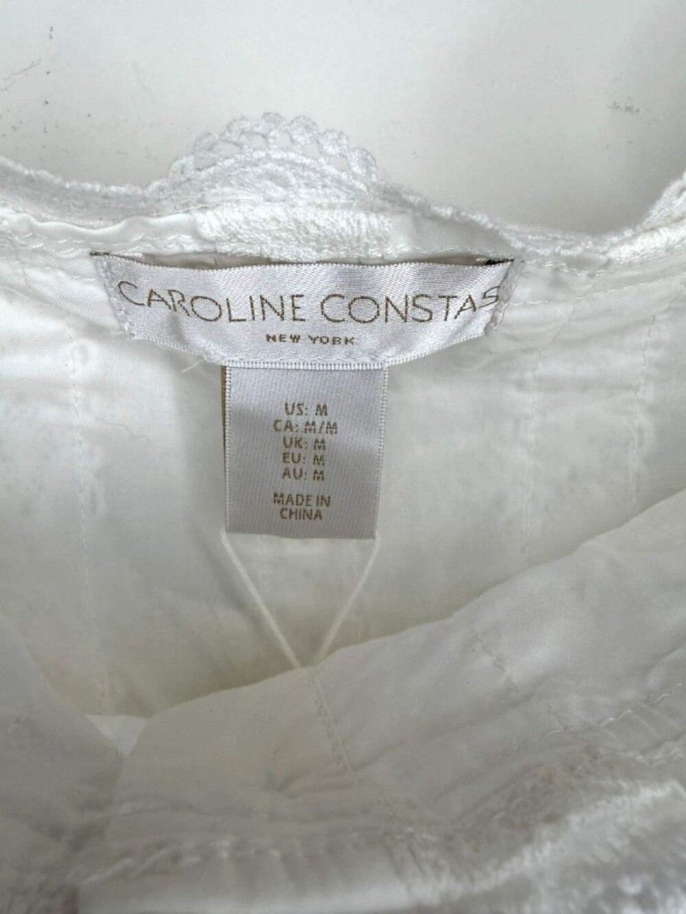 NWT Caroline Constas White Lace Cotton Midi Dress M Cottagecore Boho Milkmaid - Picture 13 of 16